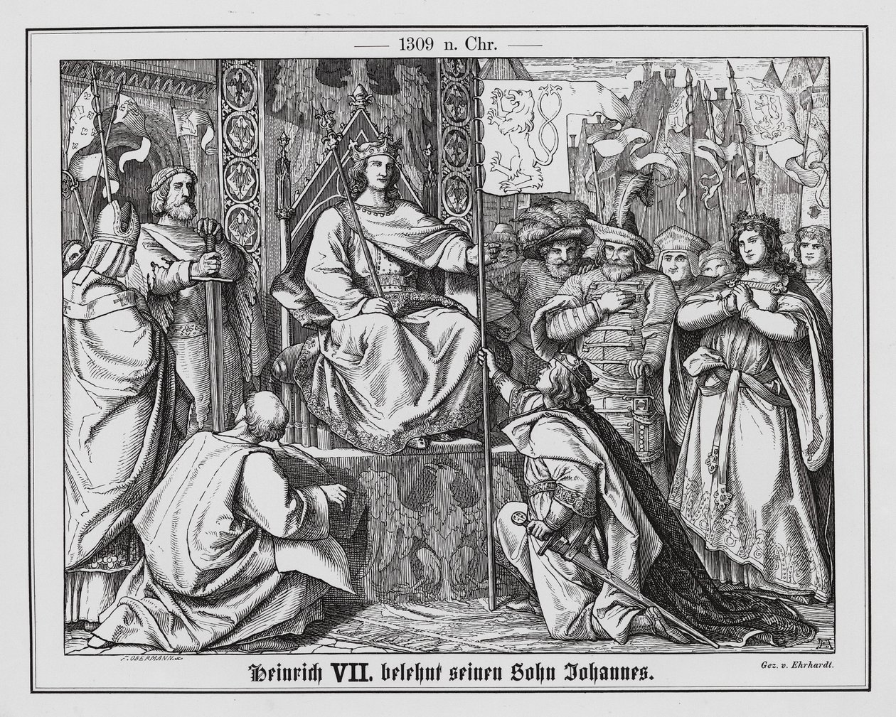 Kong Henrik VII av Tyskland kaller tilbake sønnen sin, Johan av Böhmen av Karl Ludwig Adolf Ehrhardt