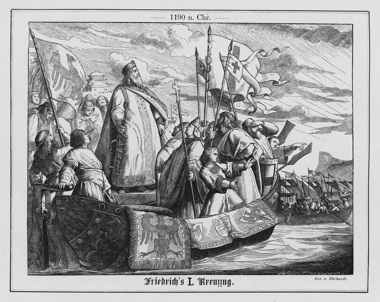 Den hellige romerske keiseren Fredrik I på det tredje korstoget av Karl Ludwig Adolf Ehrhardt