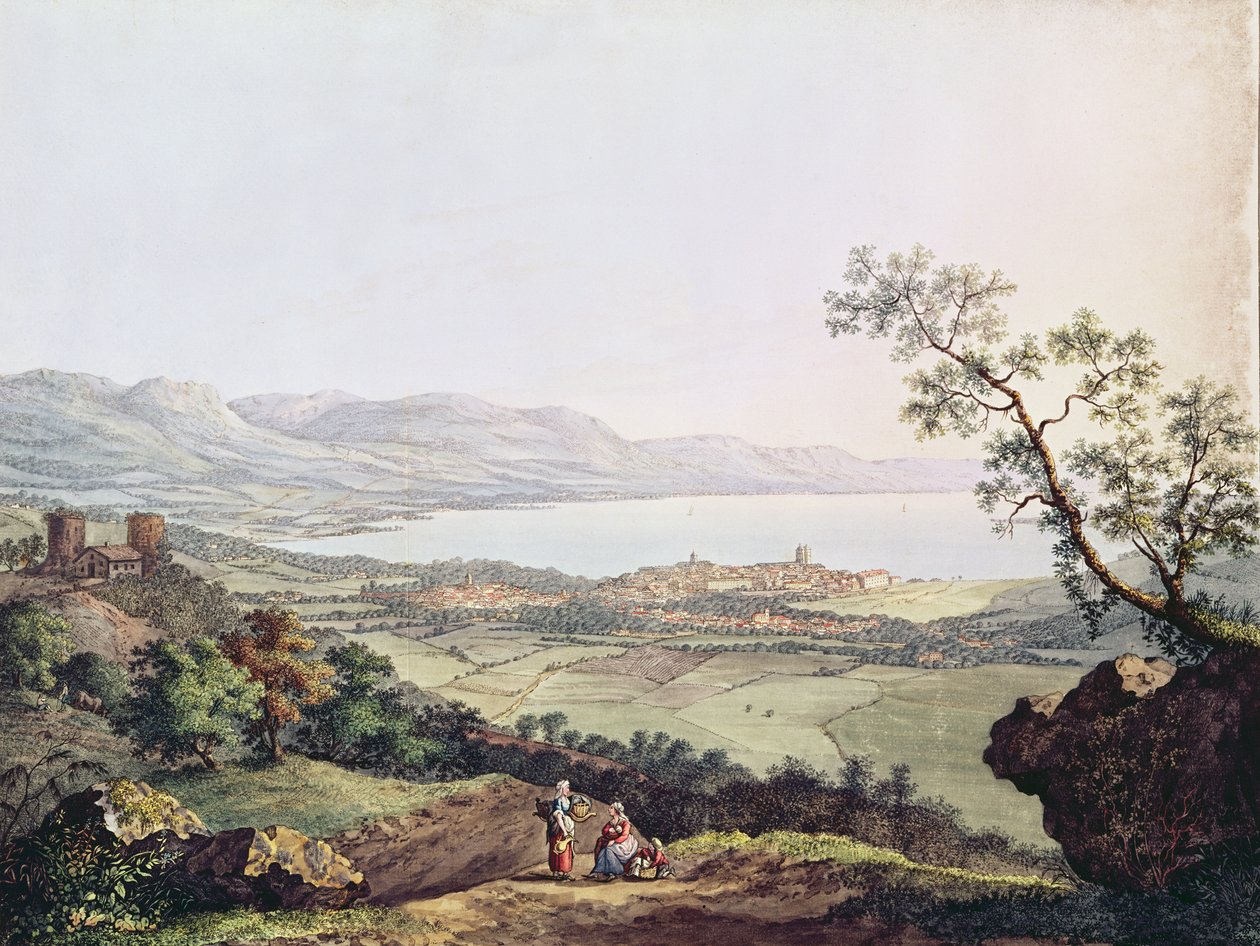 Utsikt over Genève fra Saconex i Savoy av Karl Ludwig Hackert