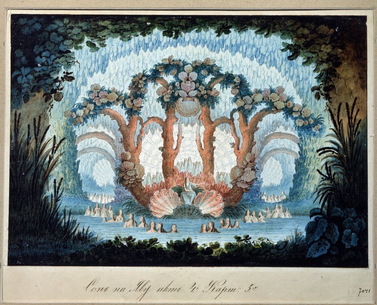 Forberedende dekor for operaen "Gromoboi" av Alexei Verstovski (1799-1862) (Scenedesign for operaen "Chor Valley" av A. Verstovski). Verk av Karl Ossipovich Braun l
