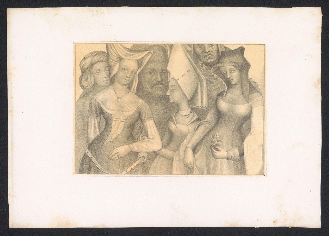 Fire kvinner og to menn Design og studier av en nederlandsk mester fra 1400-tallet. Århundre. Basert på originalene oppbevart i det kongelige bibliotek i Berlin (serietittel) av Karl Palzow