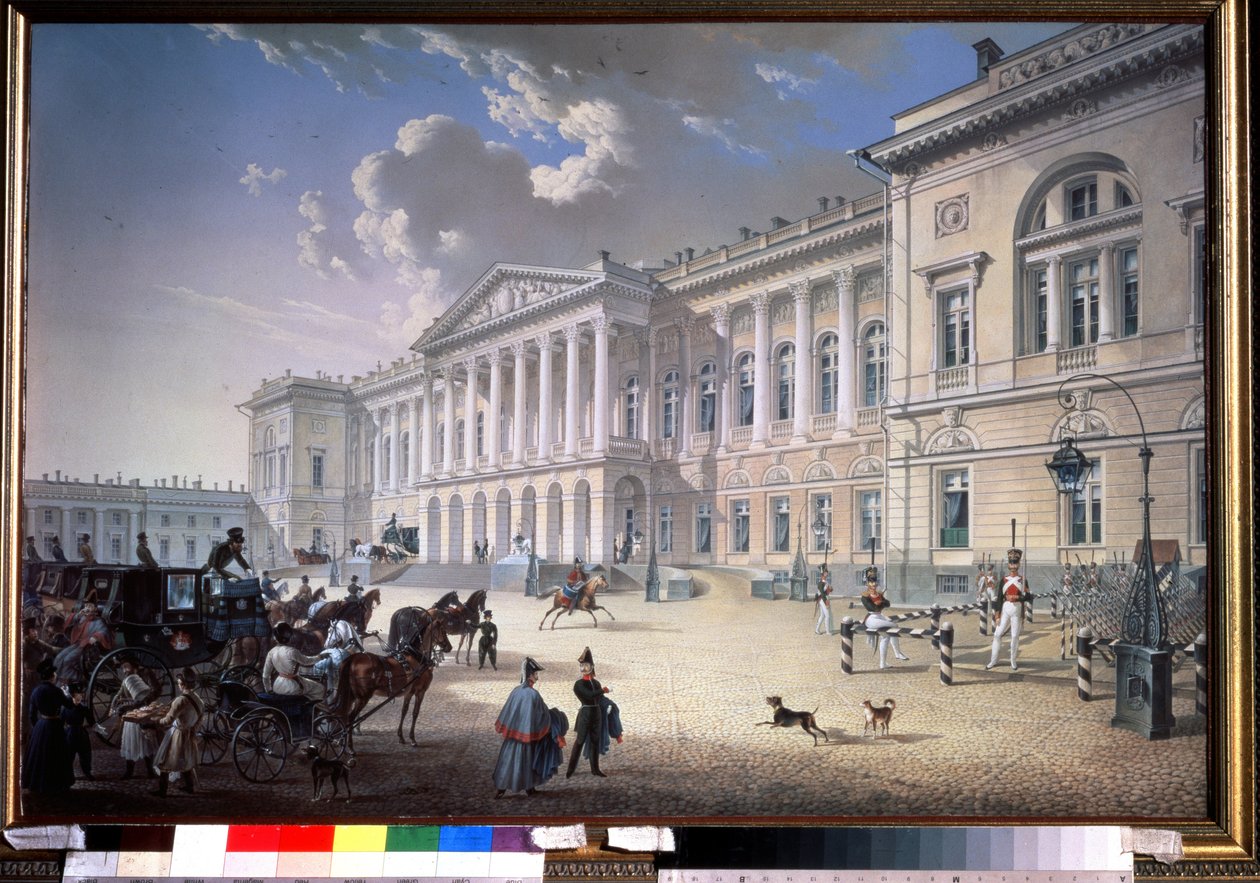 Det gamle Michel-palasset i St. Petersburg (Det gamle Michel-palasset i St. Petersburg). Maleri av Karl Petrovich Beggrov (1799-1875). Gouache på papir av Karl Pavlovich Beggrov