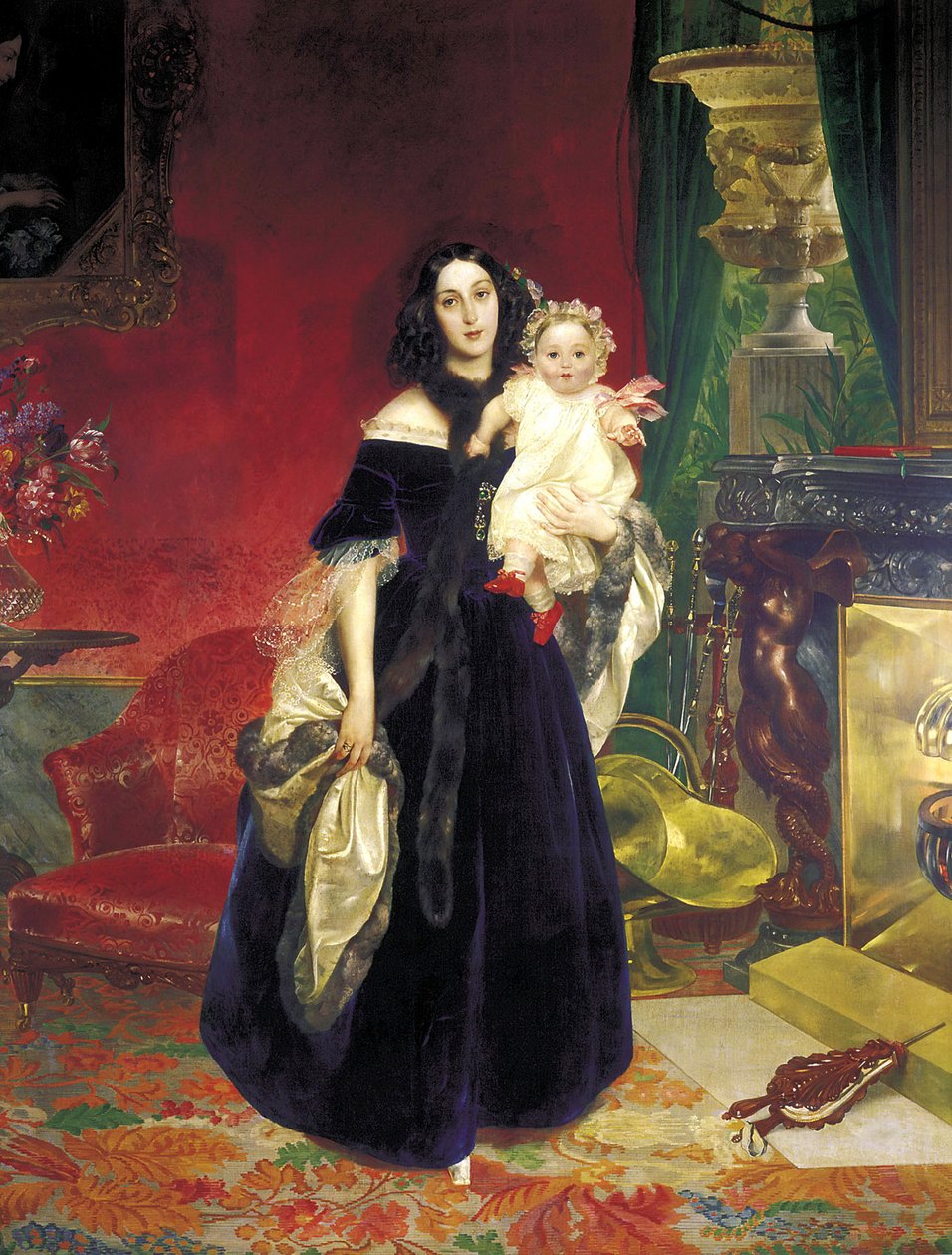 Maria Arkadyevna Stolypina Beck 1819-1889 med sin datter, 1840. av Karl Pavlovich Bryullov
