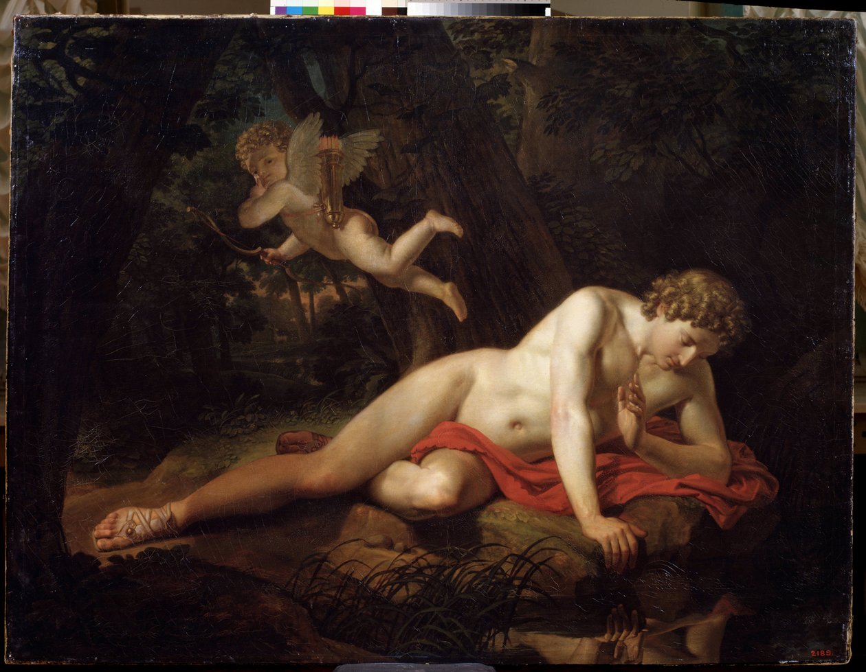""Narcisse"" Peinture de Karl Pavlovich Briullov (Brioullov) (1799-1852) 1819 State Russian Museum, Saint Petersbourg   1410160   no       norwegian Successfully Translated  Original: Twilight, c.1910 (oil on panel) Translat: Twilight, c.1910 (oil on panel av Karl Pavlovich Bryullov