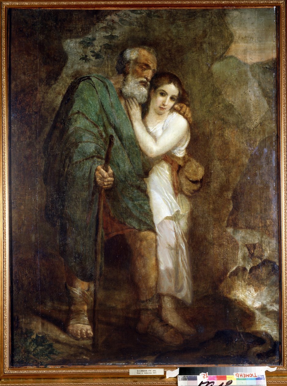 ""Ødipus og Antigone"" Den unge jenta hjelper sin gamle blinde far å gå. Maleri av Karl Pavlovich Briullov (Bryullov) (1799-1852) 1821 State Art Museum, Tyumen av Karl Pavlovich Bryullov