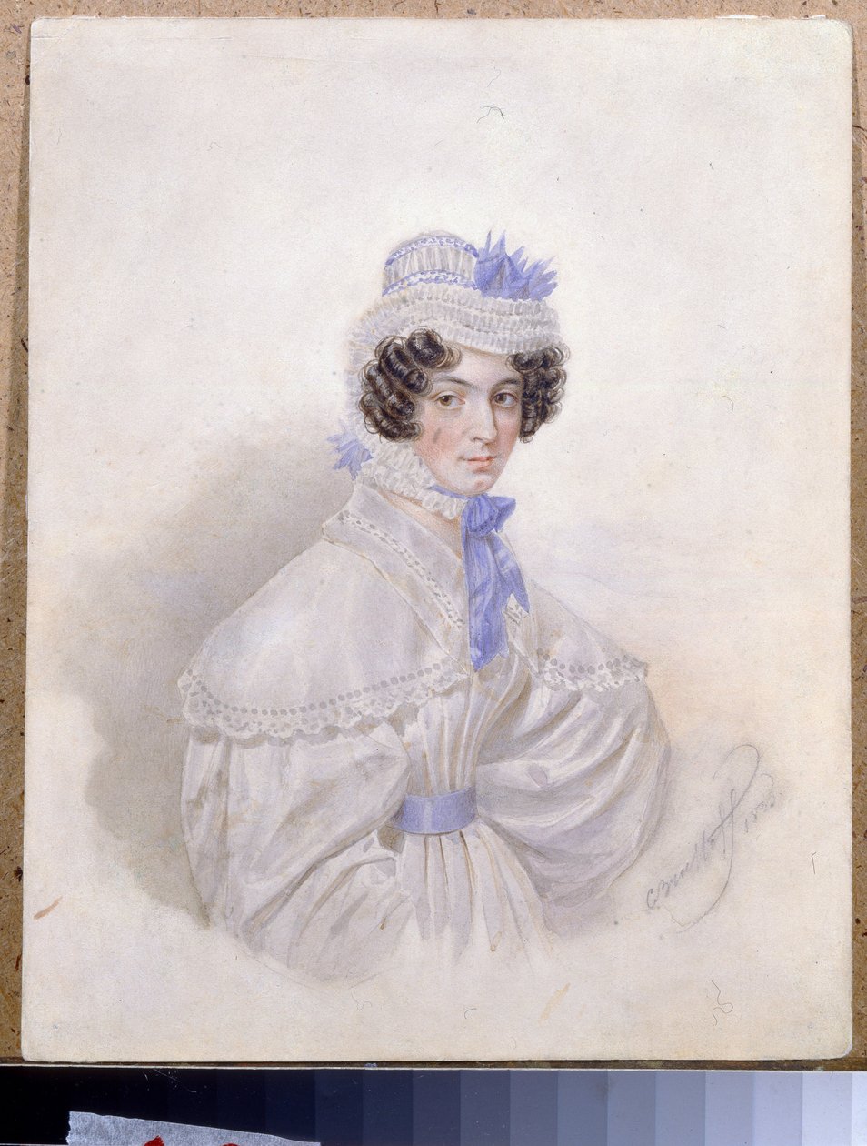 Portrett av Anna Borisovna Bakunina (1802-1835). Verk av Karl Pavlovich Briullov (Briullov) (1799-1852), akvarell på papir av Karl Pavlovich Bryullov