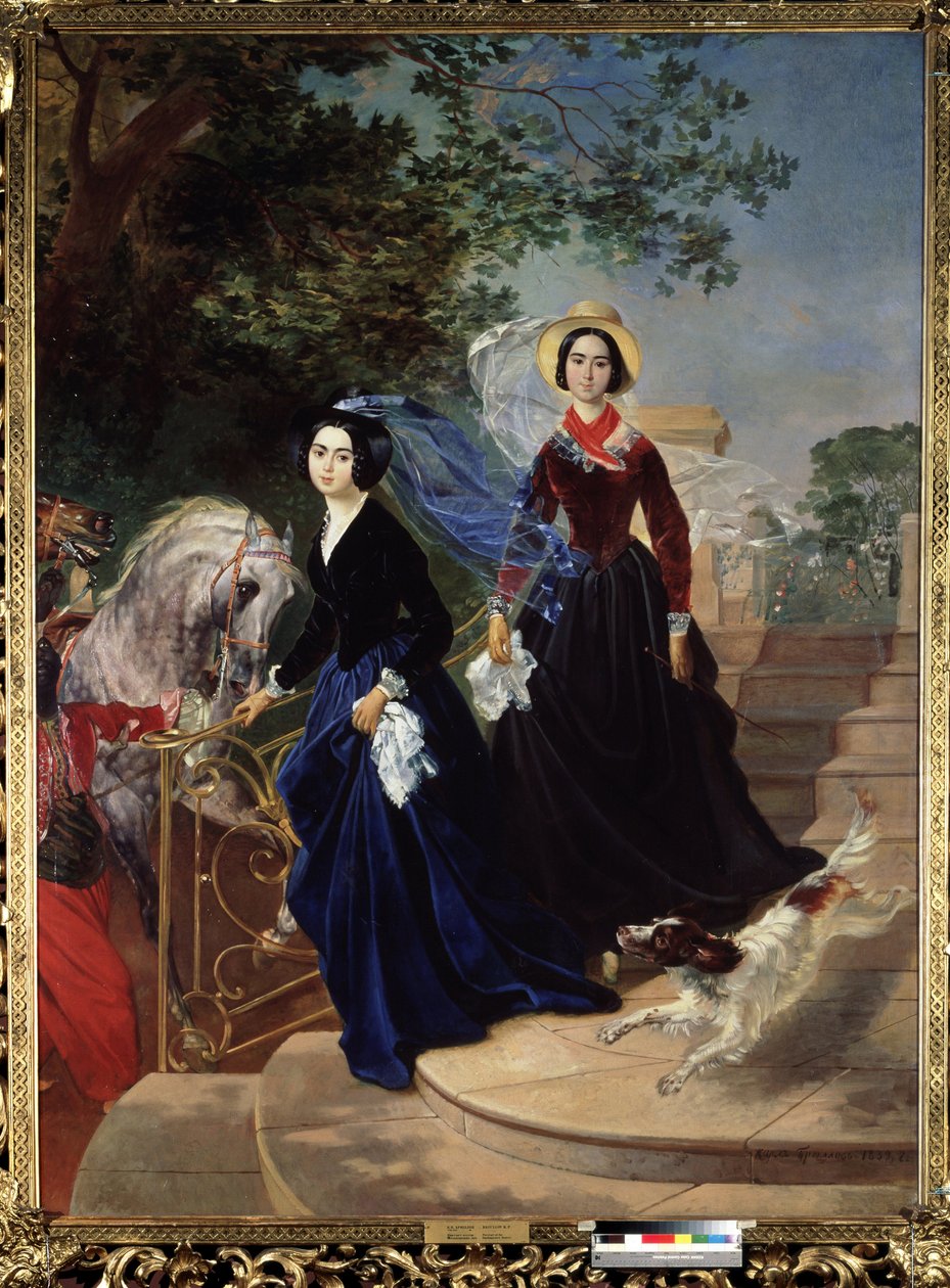 ""Portrett av søstrene Olga og Alexandra Shishmariov"" Unge kvinner i det russiske høysamfunnet. Maleri av Karl Briullov (Bryullov) (1799-1852) 1839 State Russian Museum Saint Petersburg av Karl Pavlovich Bryullov