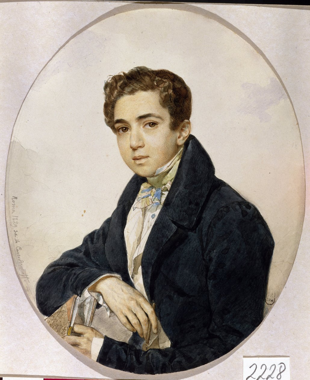 Portrett av prinsen Grigory Grigorievich Gagarin (Grigori Gagarin) (1810-1893) (Portrett av prinsen Grigory Grigorievich Gagarin) - Kunstverk av Karl Pavlovich Briullov (Briullov) (1799-1852), akvarell og blekk på papir av Karl Pavlovich Bryullov