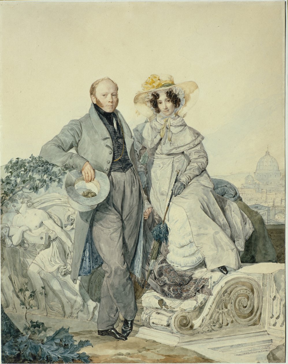 Portrett av Grigory Nikanorovich og Varvara Alexeyevna Olenin, 1827 av Karl Pavlovich Bryullov
