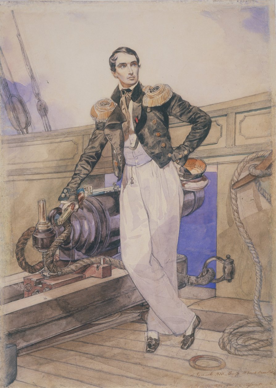 Vladimir Alexeyevich Kornilov ombord på briggen Themistokles, 1835 av Karl Pavlovich Bryullov