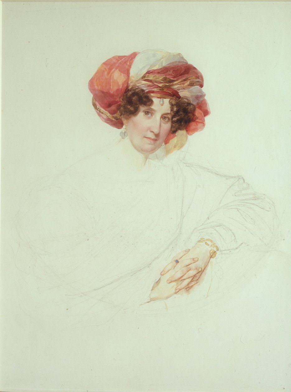 Kvinne i turban. Portrett av grevinne Maria Grigoryevna Razumovskaya 1772-1865, født Vyazemskaya, 1827-1830 av Karl Pavlovich Bryullov
