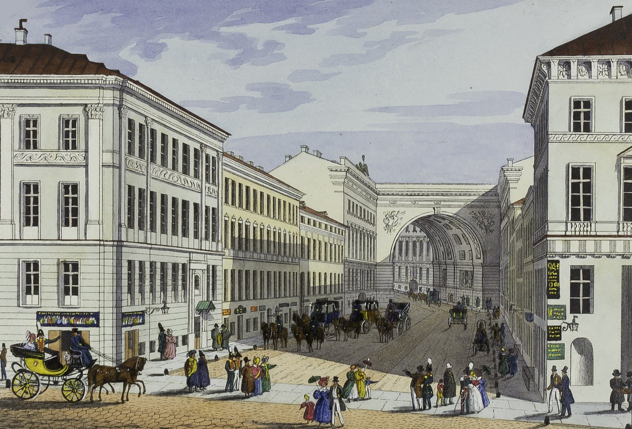 Millionnaya Street og Kotomin House i St. Petersburg, første halvdel av 1800-tallet. av Karl Petrovich Beggrov
