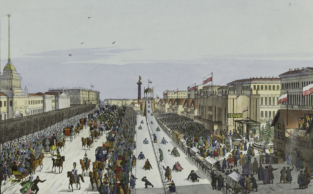 Offentlig glede på Admiralitetsplassen i St. Petersburg, første halvdel av 1800-tallet. av Karl Petrovich Beggrov