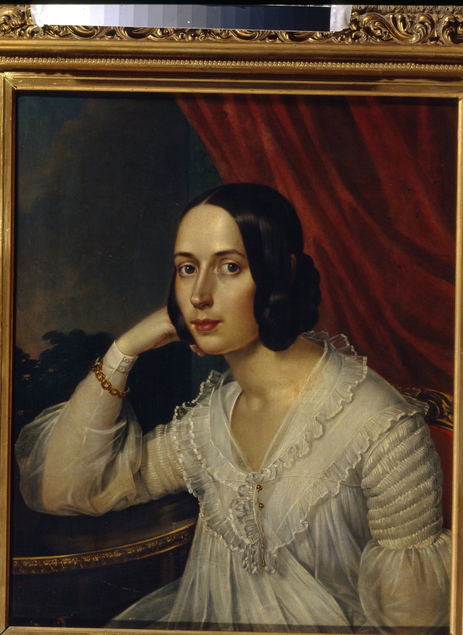 Portrait de Natalia Alekseevna Touchkova Ogareva (1829-1913) (Portrait of N. A. Tuchkova Ogareva). Peinture de Karl Reichel (1788-1857), huile sur toile 1842. Art russe   1398675   no       norwegian Successfully Translated  Original: Designs for Decorativ av Karl Reichel