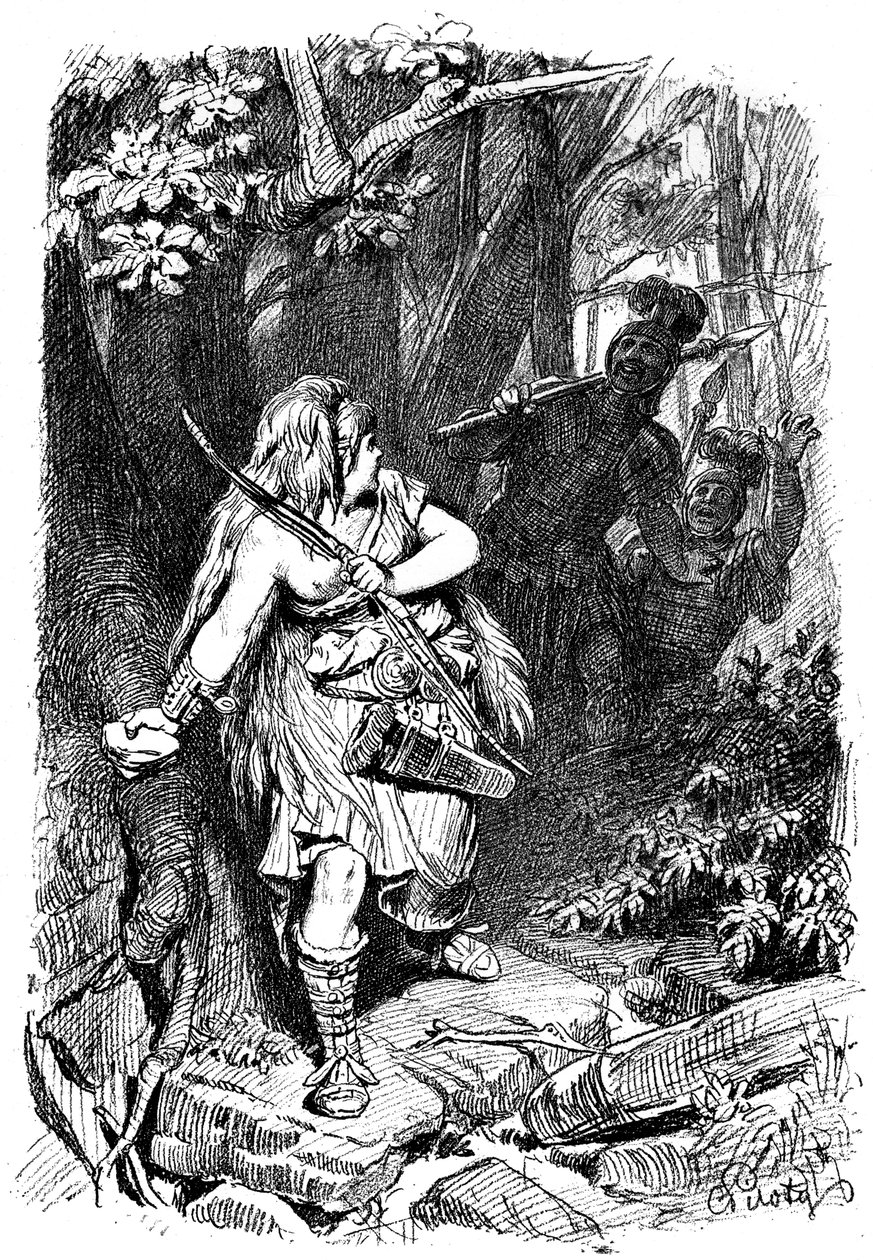 En teutonsk jomfru forfulgt av romerne, c1880-1882 av Karl Theodor von Piloty