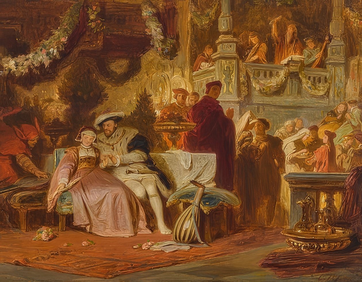 Henry VIII frier til Anna Boleyn ved ballet til kardinal Wolsey av Karl Theodor von Piloty