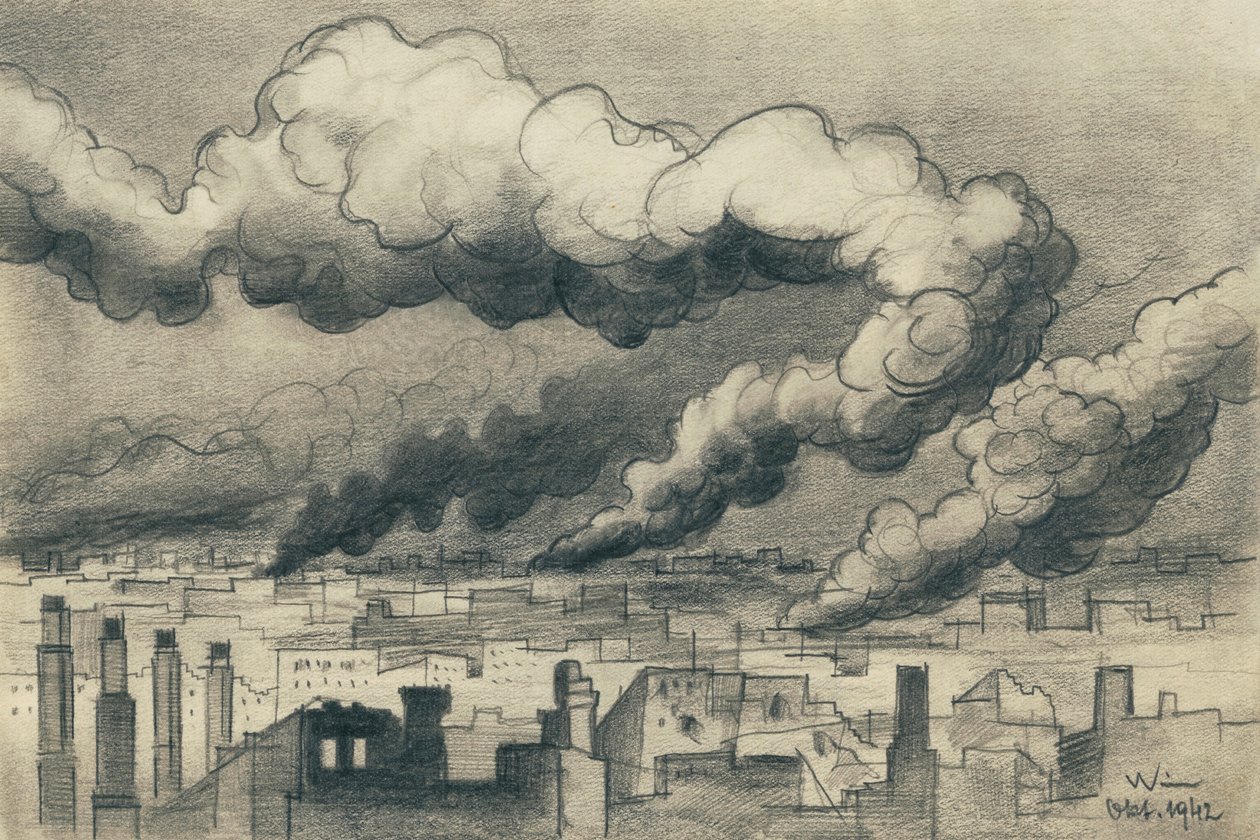 Brennende by, Stalingrad av Karl Wiener