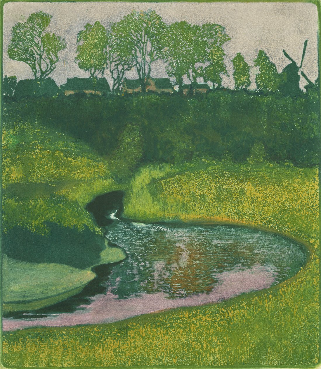 Alsterdalen nær Wellingsbuttel (farge litho) av Karl Wilhelm Arthur Illies