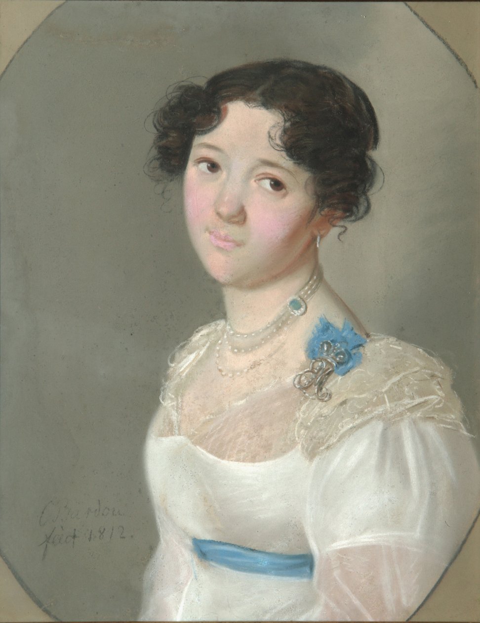 Portrett av grevinne Agrafena Yuryevna Obolenskaya 1789-1829, født Neledinskaya-Meletskaya, 1812 av Karl Wilhelm Bardou