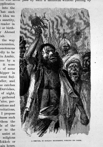 En dervisj i ekstatisk spenning som piercerer kinnet hans av Karl Wilhelm Gentz
