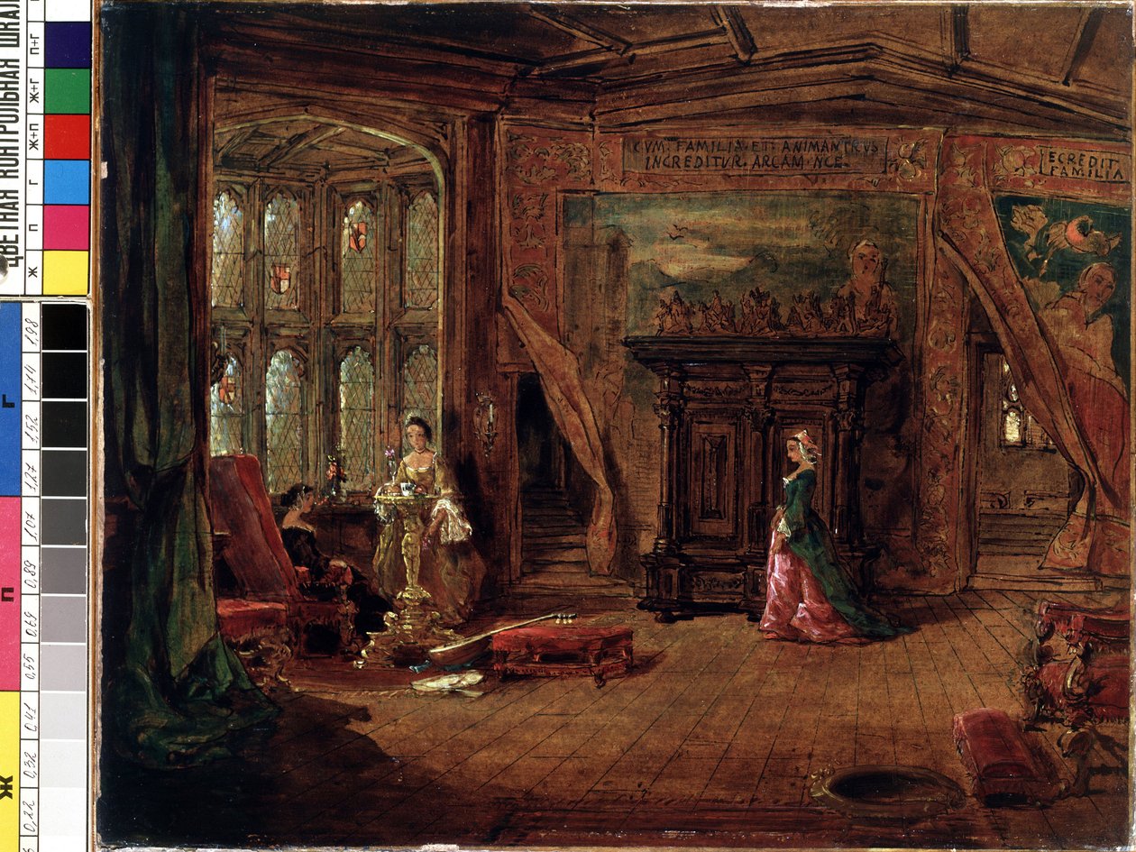 Interiørscene. Maleri av Karl Zimmermann (1796-1820). Olje på lerret, 37,7 x 56 cm. Tysk kunst fra 1800-tallet. Statens M.K. Ciurlionis kunstmuseum, Kaunas (Litauen). av Karl Zimmermann