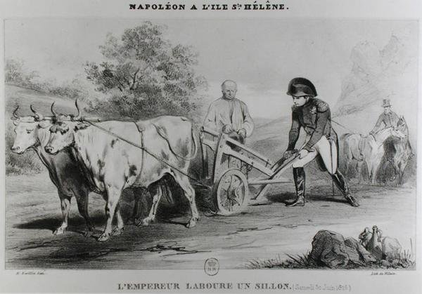 Napoleon (1769-1821) på St. Helena, gravert av Francois le Villain (fl.1819-22) av Karl after Loeillot Hartwig