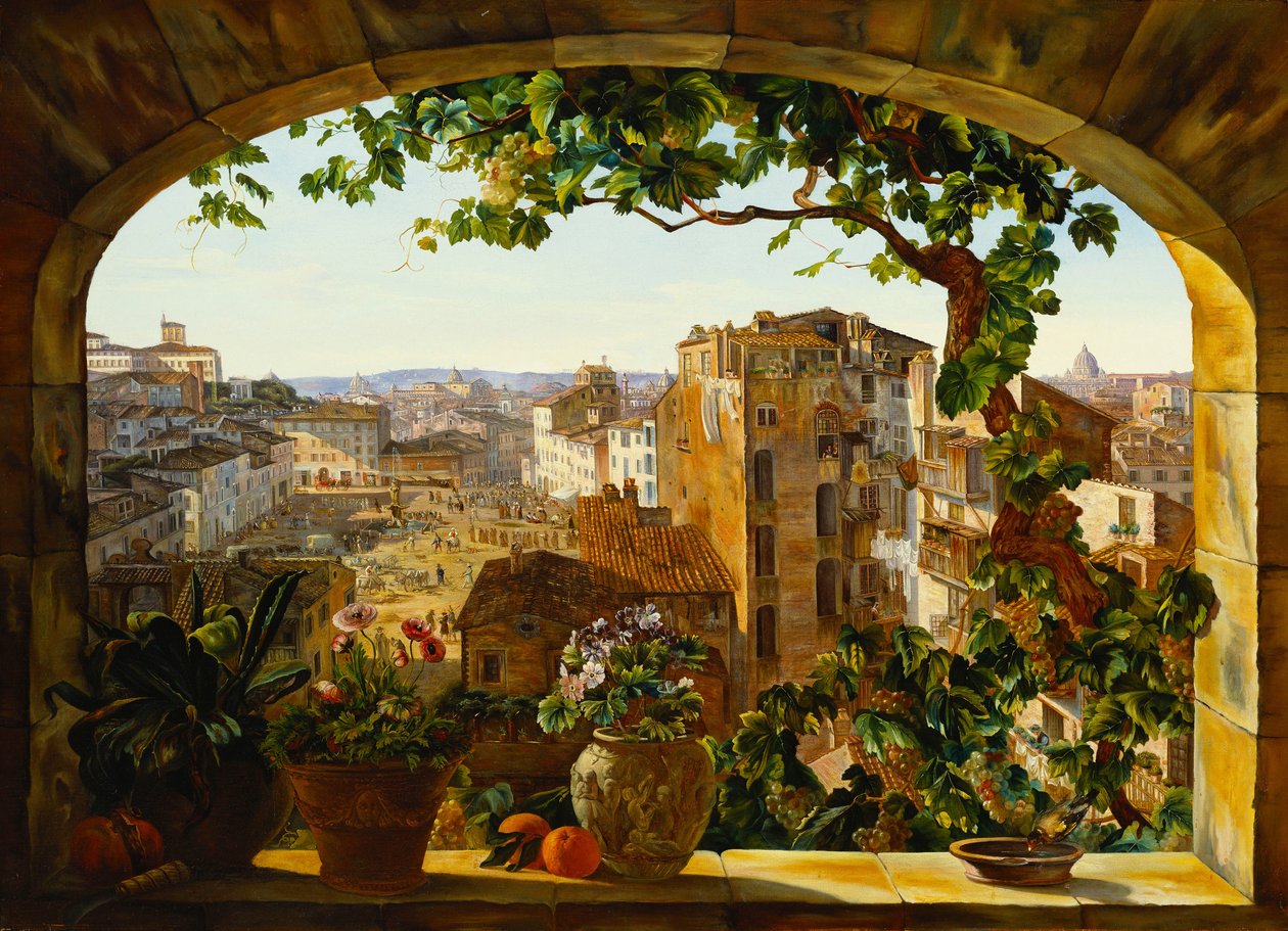 Piazza Barberini, Roma, 1830 av Karl von Bergen