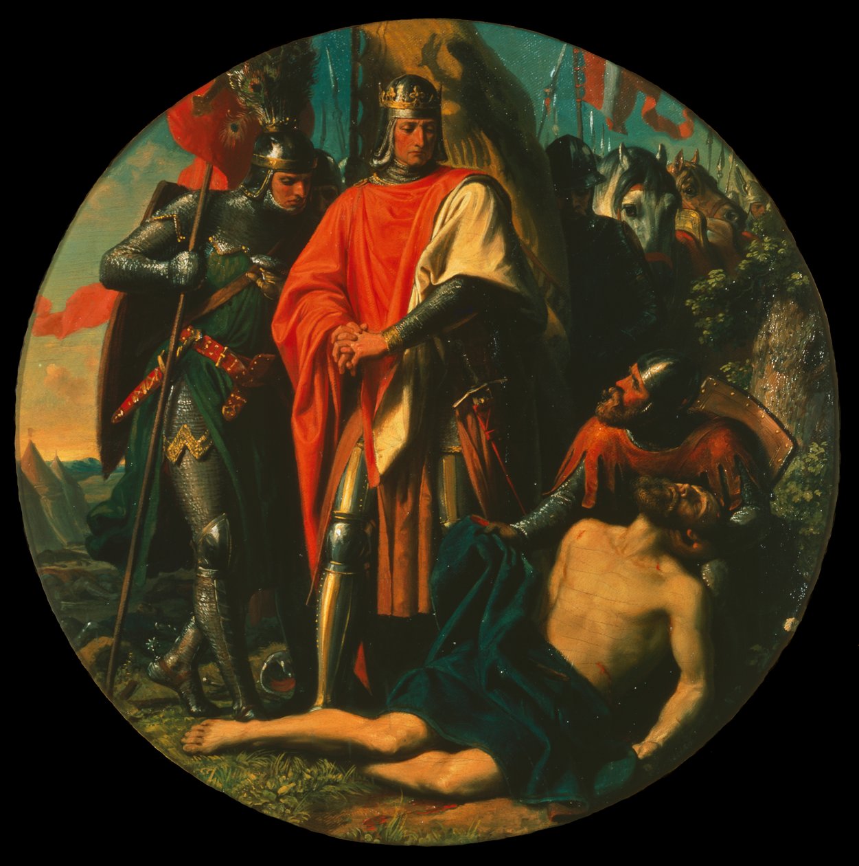Rudolph I på slagmarken etter seieren over Ottokar, 1278, ca 1868. av Karl von Blaas