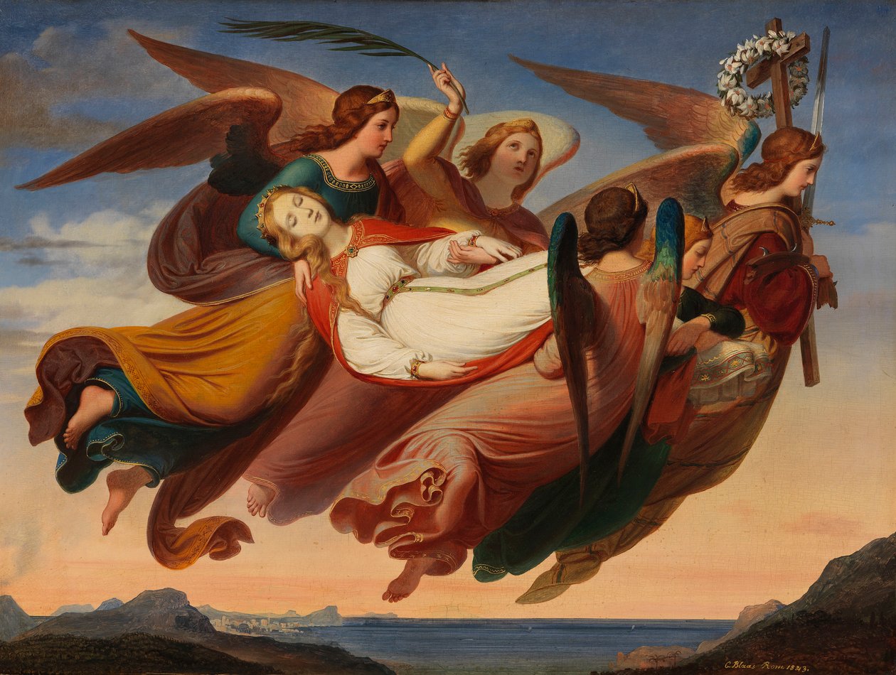 Den mirakuløse oversettelsen av kroppen til Saint Catherine av Alexandria til Sinai, 1843. av Karl von Blaas