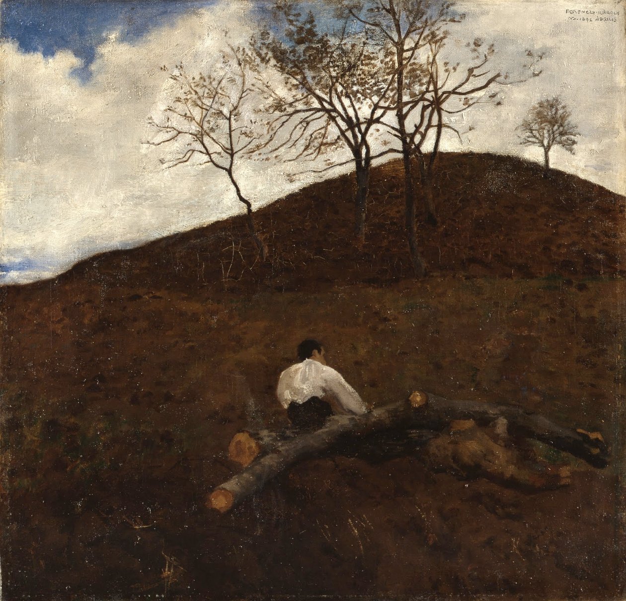 Landskap om våren med Flower Hill av Károly Ferenczy