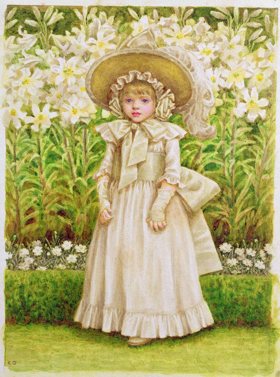 Barn i en hvit kjole, ca. 1880 av Kate Greenaway