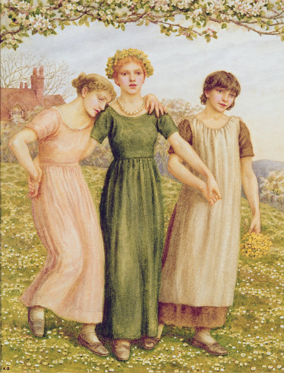 Tre unge jenter, 1800-tallet av Kate Greenaway