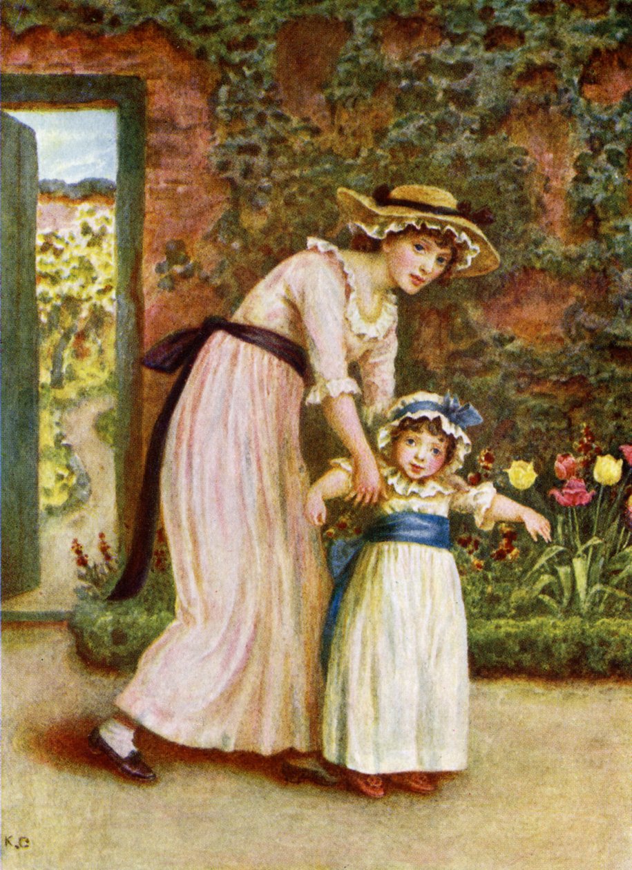 To jenter i en hage, av Kate Greenaway av Kate Greenaway