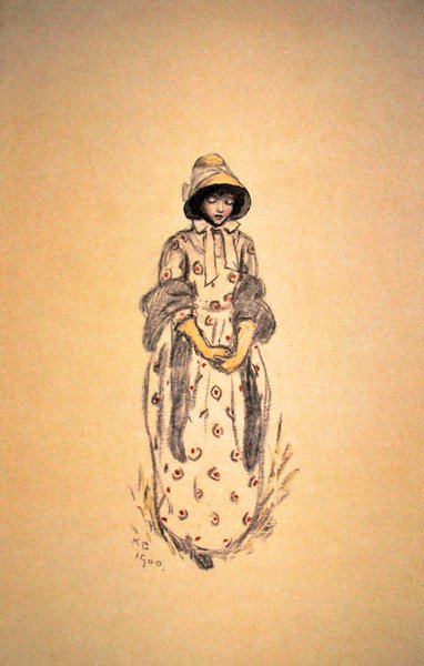 Jente i panser og sjal av Kate Greenaway