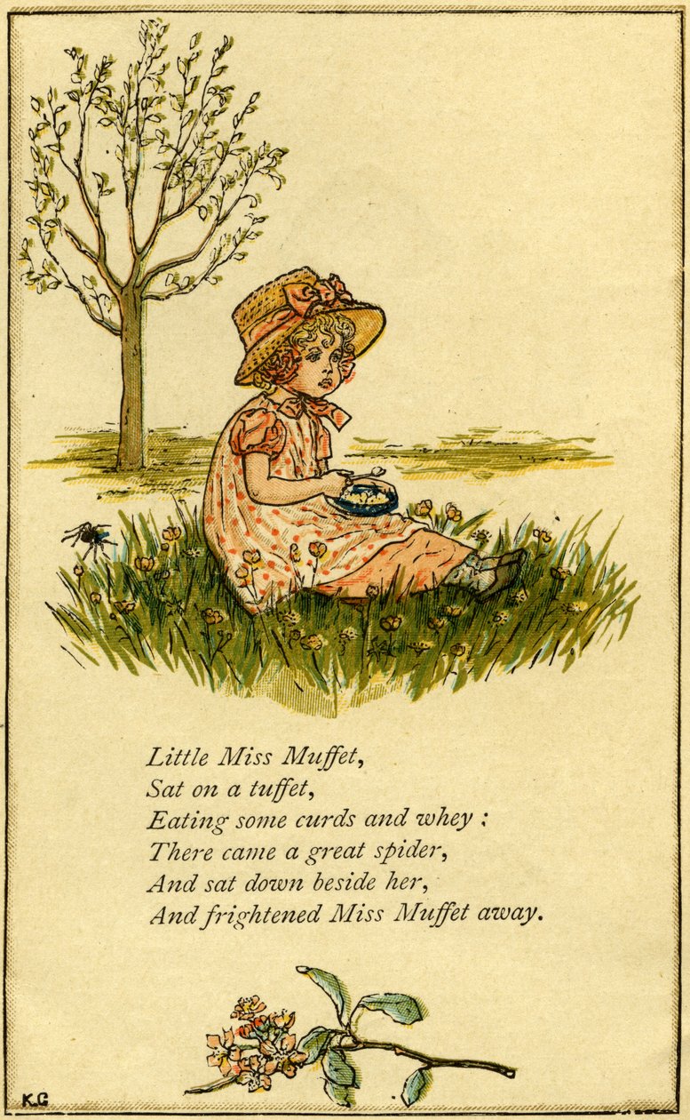 Little Miss Muffet illustrated av Kate Greenaway