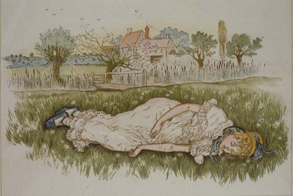 Hvile, fra "En dag i et barns liv" av Kate Greenaway