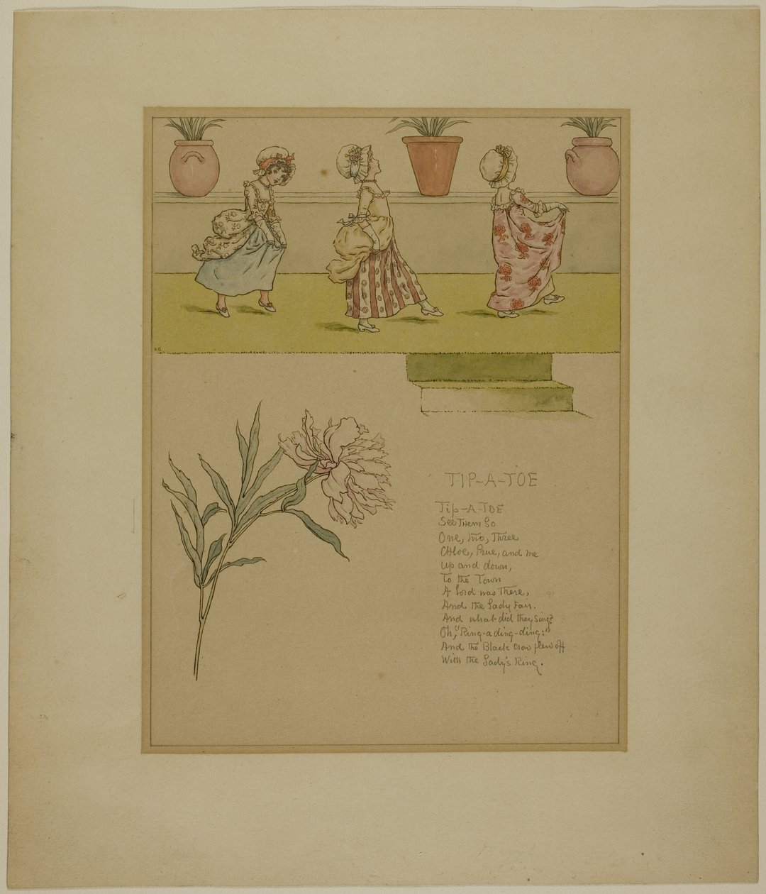 Studie for Tip a Toe, fra Marigold Garden av Kate Greenaway