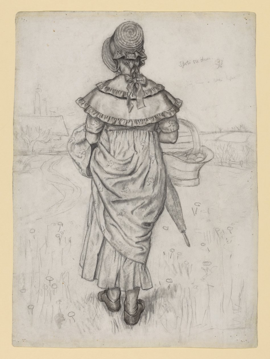 Studie til «Under the Window» av Kate Greenaway