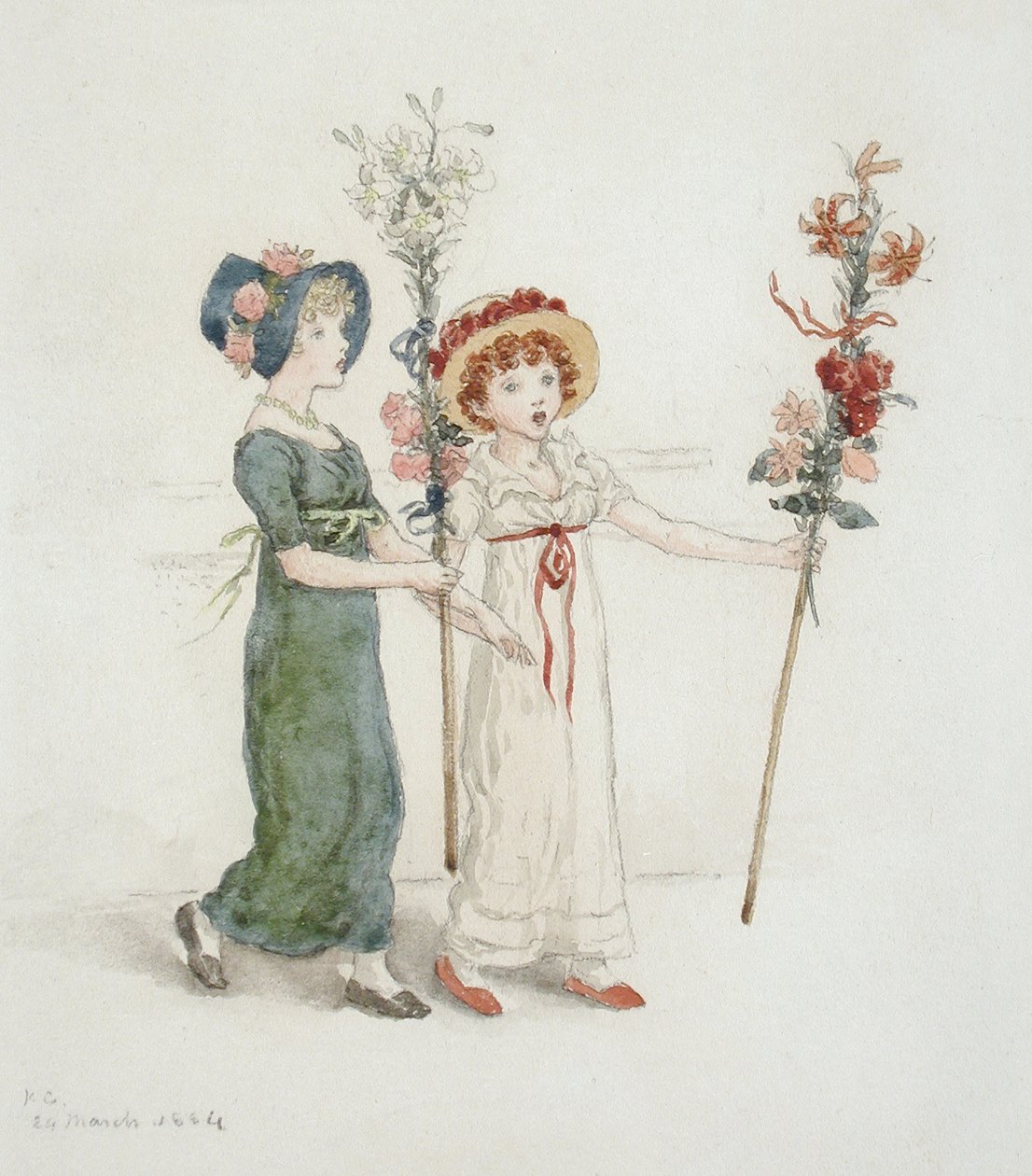To barn med stokker av Kate Greenaway