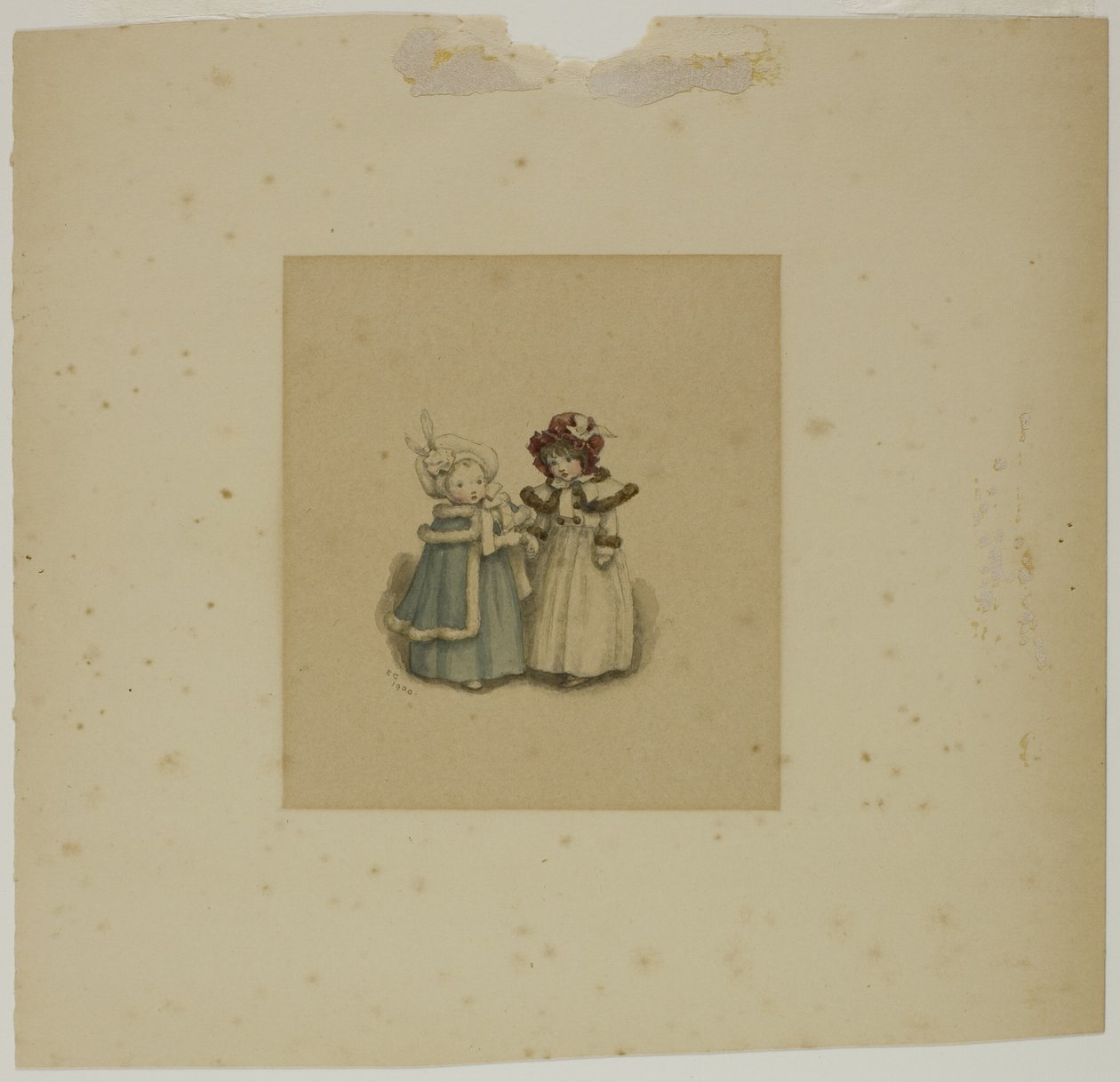 To små jenter i pelstrimmede kåper av Kate Greenaway