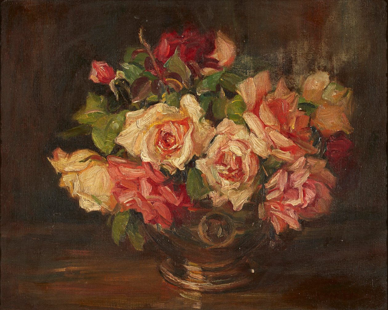 Rosa roser (olje på lerret) av Kate Wyllie
