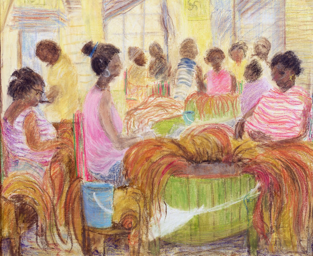 Cigar Factory, Havana (olje og pastell på lerret) av Kate Yates