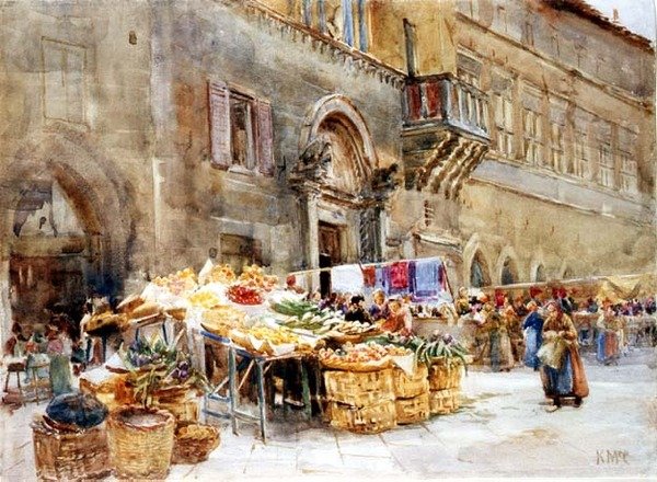 Før huset til folkets kaptein, Perugia, ca. 1906 (wc) av Katharine McCracken