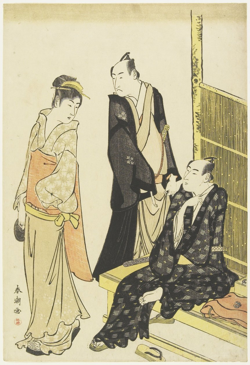 Ichikawa Monnosuke II, Onoe Matsusuke at a Teahouse, c. 1780-1795 av Katsukawa Shuncho