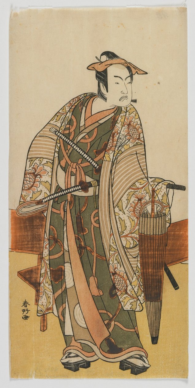Skuespilleren Ichimura Uzaemon VIII som en besøkende til Yoshiwara, Edo-perioden, slutten av 1770-tallet (farget treblokktrykk) av Katsukawa Shunko