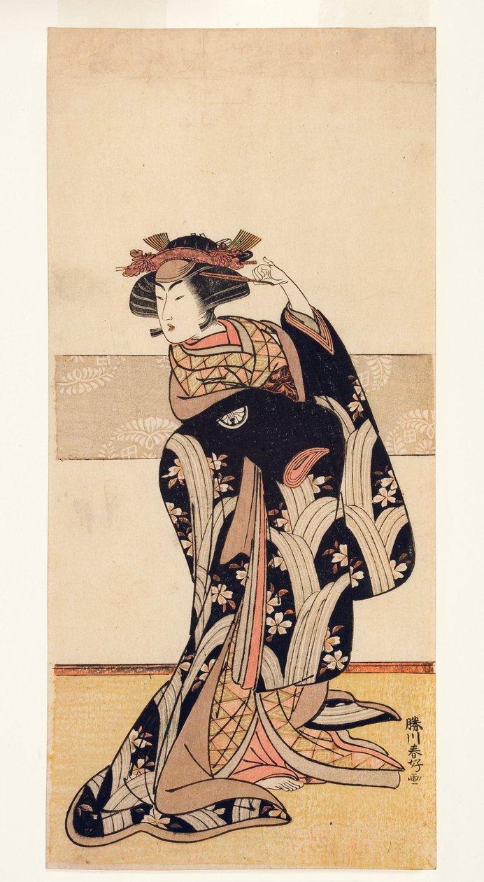 Skuespilleren Segawa Kikunojo III i en kvinnelig rolle, 1774-76 (treblokk) av Katsukawa Shunko