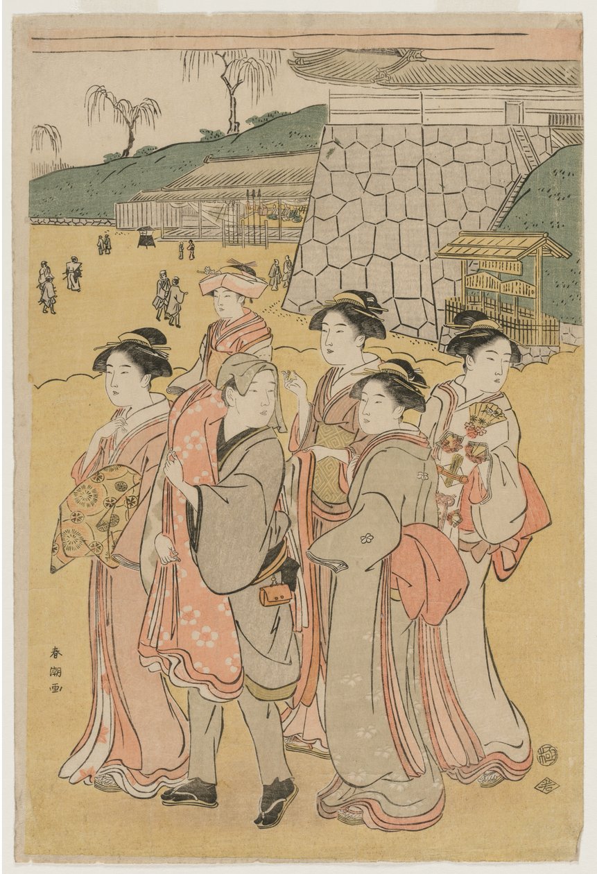 Kvinner som følger en jente til en helligdom, tidlig på 1790-tallet. av Katsukawa Shuncho