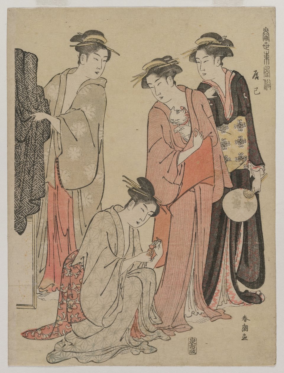 Kvinner i Tatsumi-distriktet fra serien Eastern Customs of the Present Day, ca. midten av 1780-tallet. av Katsukawa Shuncho