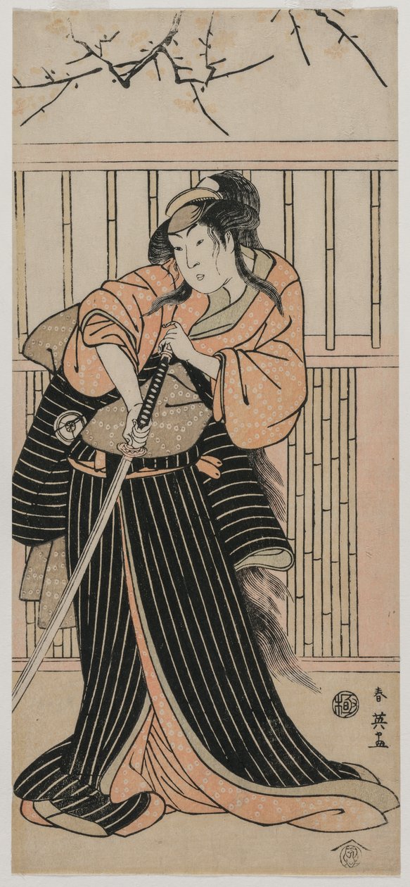 Iwai Hanshirō IV som en kvinne med et sverd av Katsukawa Shunei