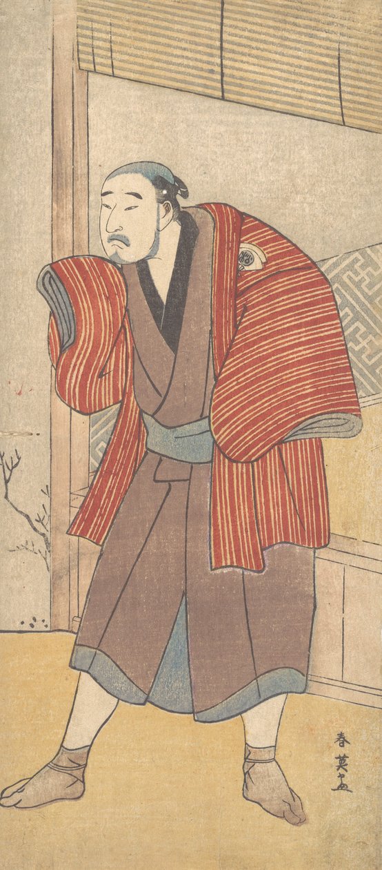 Onoe Matsusuke som tjener som står ved siden av et hus, ca. 1793. av Katsukawa Shun